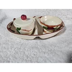 (Set of 4) Vintage Franciscan Apple Sugar Bowl Creamer Vegetable Divided Dish